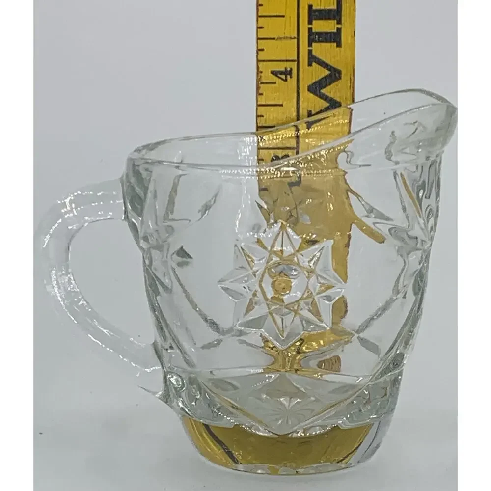Anchor Hocking Creamer Clear Star Of David Pressed Glass 4 Oz Pitcher Handle